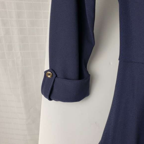 Charter Club Dress P/P Navy Blue Stretch Papillon Women Petite Belted Petite - Picture 7 of 16